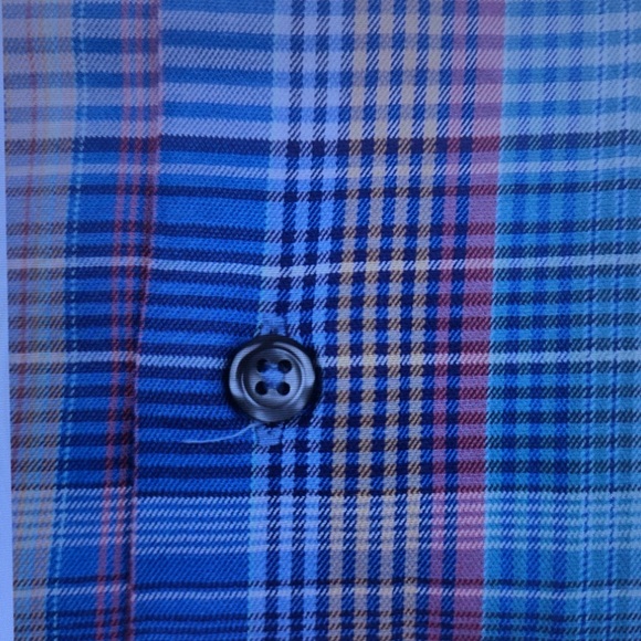 Casual Blue Plaid Long-Sleeve Men’s Shirt - Picture 4 of 5